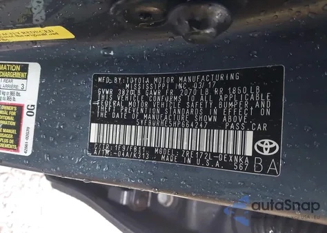 2017 Toyota Corolla Le z USA, uszkodzony, nr VIN 5YFBURHE5HP664247